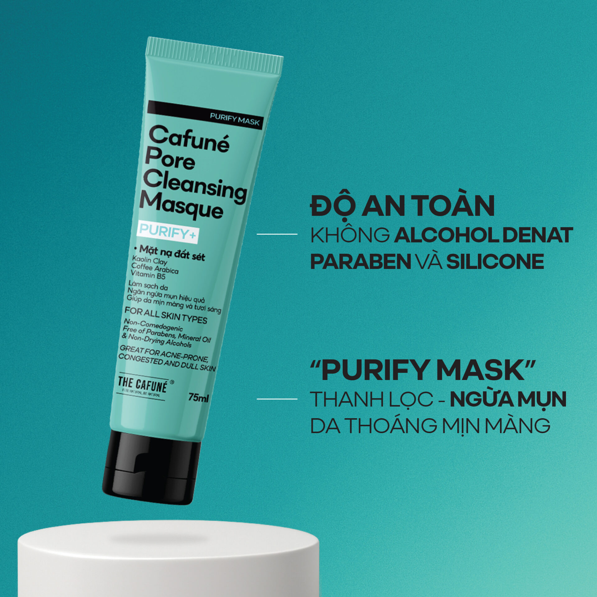 Mặt nạ đất sét Cafuné Pore Cleansing Masque giúp giảm bóng nhờn, ngăn ngừa mụn, 75ml