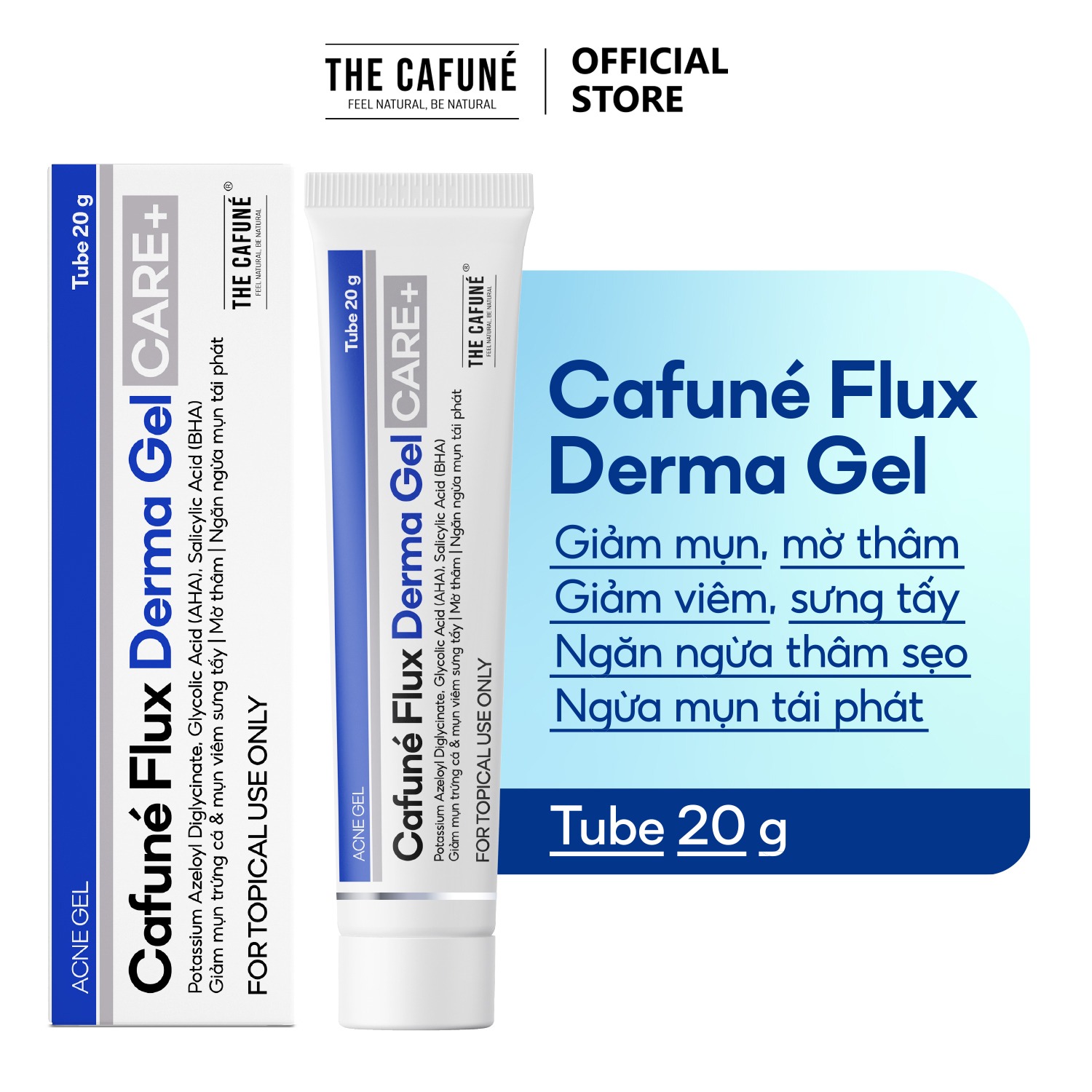 Combo Dành Cho Da Mụn Gel Chấm Mụn Cafuné Flux, Sữa Rửa Mặt The Cafuné 120gram