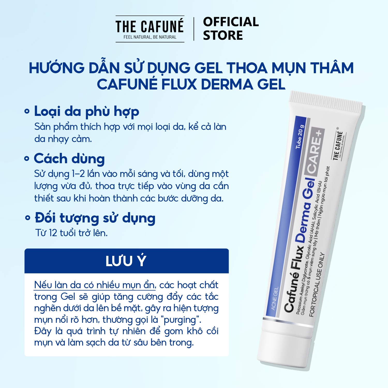 Combo Dành Cho Da Mụn Gel Chấm Mụn Cafuné Flux, Sữa Rửa Mặt The Cafuné 120gram