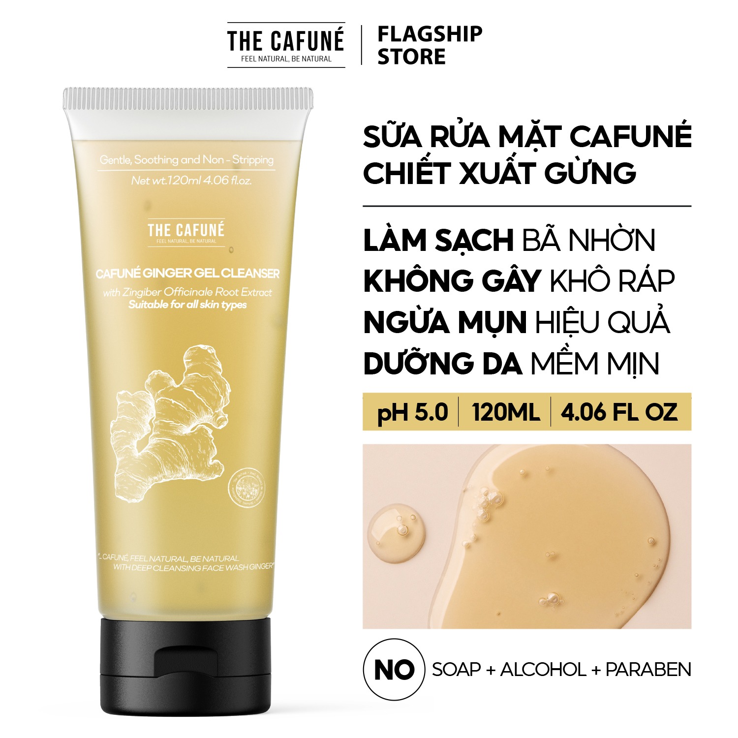 Combo Sữa Rửa Mặt, Kem Dưỡng Ẩm Cafuné Witch Hazel The Cafuné Giúp Da Sáng Bóng Giảm Mụn 120gram
